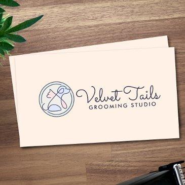 elegant pet groomer customizable cat & dog logo business invitations