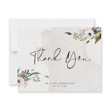 elegant photo burgundy greenery watercolor thank you invitations