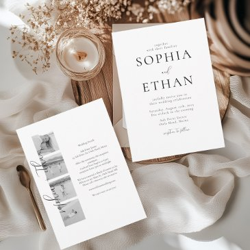 elegant photo strip all in one wedding invitation