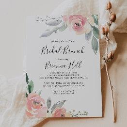 Small Elegant Pink Blush Bridal Brunch Bridal Shower Invitation Front View