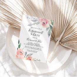 Small Elegant Pink Blush Floral Engagement Party Invitation Front View