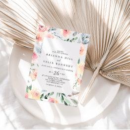 Small Elegant Pink Blush Floral Geometric Casual Wedding Invitation Front View