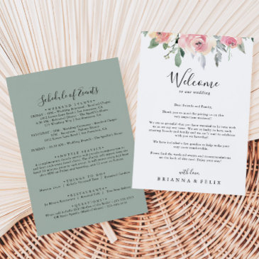 elegant pink blush floral wedding welcome letter