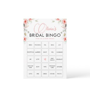 elegant pink eucalipt wildflowers bingo game invitations