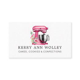Small Elegant Pink Watercolor Bakery & Confections Business Invitations Front View
