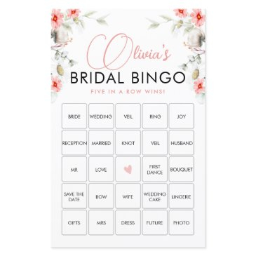 elegant pink wildflowers bingo game invitations
