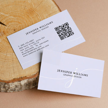 elegant plain lavender script monogram qr code business invitations