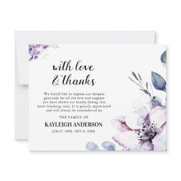 elegant purple watercolor flower photo thank you invitations