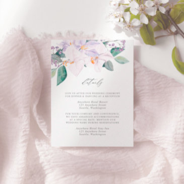 elegant purple watercolor flowers & greenery enclosure invitations