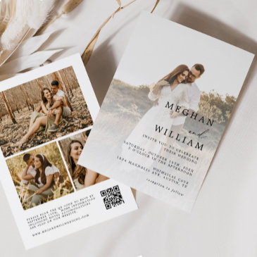 elegant qr code photo wedding invitation