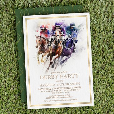 elegant race horse derby party equestrian invitation