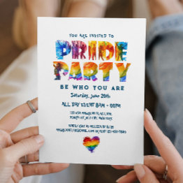 Small Elegant Rainbow Colored Letters Pride Party Invitation Front View