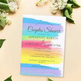 Small Elegant Rainbow Modern Lgbt Wedding Couples Shower Invitation Front View