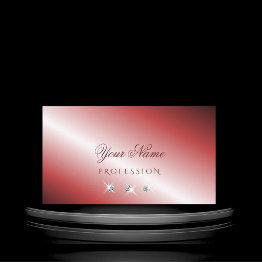 Small Elegant Red And Silver Sparkling Diamonds Stylish Business Invitations Front View