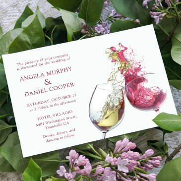 elegant red and white wine dance wedding invitation
