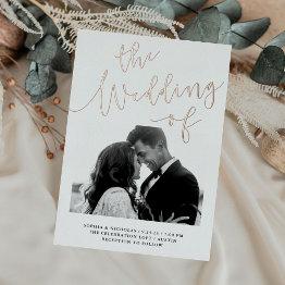 Small Elegant Romance | Rose Gold Foil Photo Wedding Foil Invitation Front View