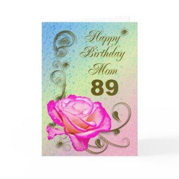 elegant rose 89th birthday invitations for mom