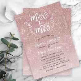 Small Elegant Rose Gold Bridal Shower Bachelorette Invitation Front View