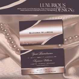 Small Elegant Rose Gold Curved Decor Lines Shimmering Business Invitations Front View