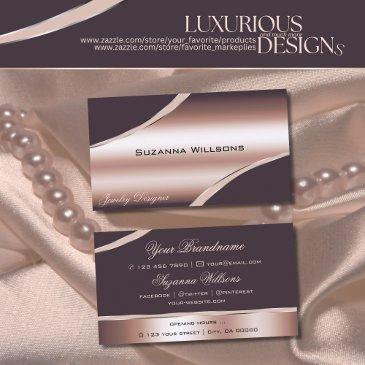 elegant rose gold curved decor lines shimmering business invitations