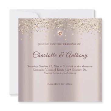 elegant rose gold sparkle glitter foil invitation