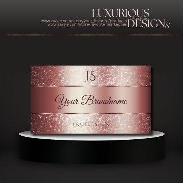 elegant rose red sparkle glitter and initials business invitations
