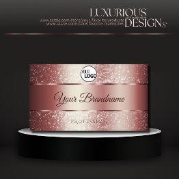 Small Elegant Rose Red Sparkle Glitter Logo And Initials Business Invitations Front View