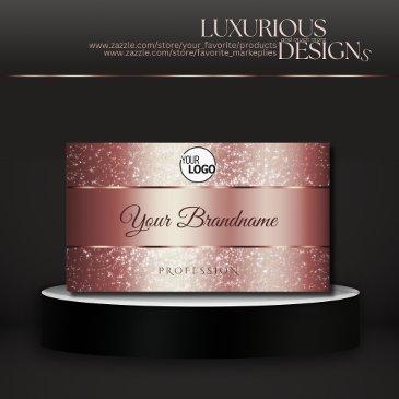 elegant rose red sparkle glitter logo and initials business invitations