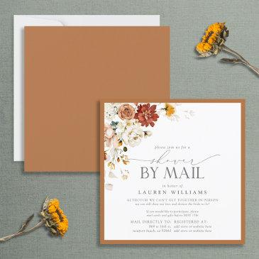 elegant rust orange watercolor bridal shower mail invitation