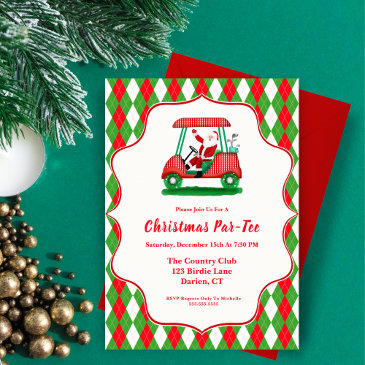 elegant santa golf christmas party invitation