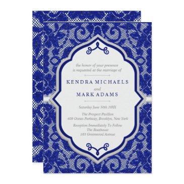 elegant sapphire and grey wedding invitations