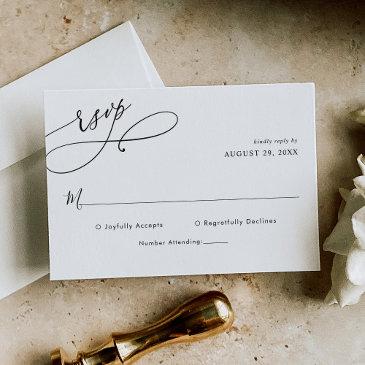 elegant script black and white wedding simple rsvp invitations