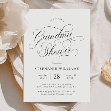 elegant script grandma shower invitation