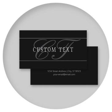 elegant script monogram editable black grey white business invitations
