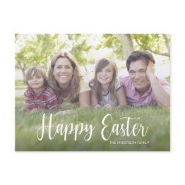 Small Elegant Script Photo Happy Easter Postinvitations Front View
