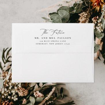 elegant script swash pre printed return address envelope