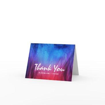 elegant script watercolor fire ice wedding photo thank you invitations