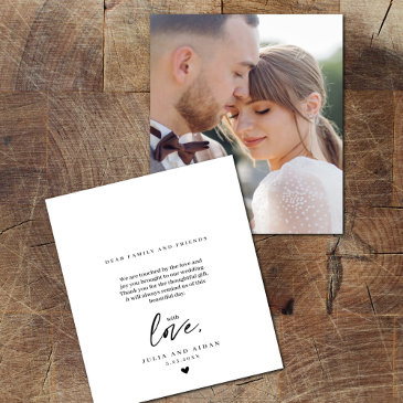elegant script wedding photo appreciation message thank you invitations