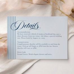 Small Elegant Seaside Coastal Blue Stripe Details Rsvp Invitations Front View