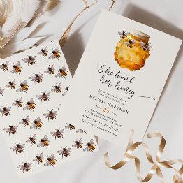 Small Elegant She Found Her Honey Bridal Shower Invitation Front View