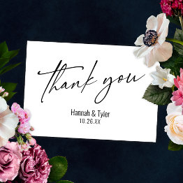Small Elegant Simple Contemporary Handwriting Thank You Invitations Front View