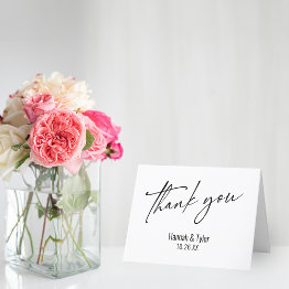Small Elegant Simple Contemporary Handwriting Thank You Invitations Front View