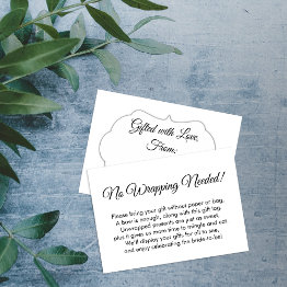 Small Elegant, Simple No Wrapping Needed! Bridal Shower Enclosure Invitations Front View