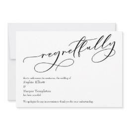 Small Elegant Simple "regretfully" Canceled Wedding Invitations Front View