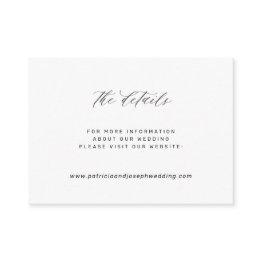 Small Elegant Simple White Black Wedding Website Details Enclosure Invitations Front View