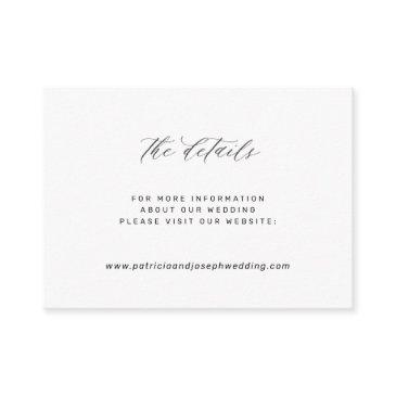 elegant simple white black wedding website details enclosure invitations