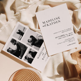 Small Elegant Simplicity Photo Collage Wedding Invitation Front View