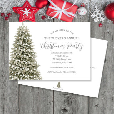 elegant snowy christmas tree christmas party invitation