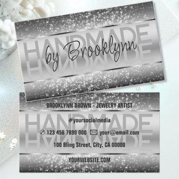 elegant sparkle glitter luxurious glam dark silver business invitations