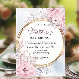 Small Elegant Spring Floral Mother's Day Brunch Invitation Front View